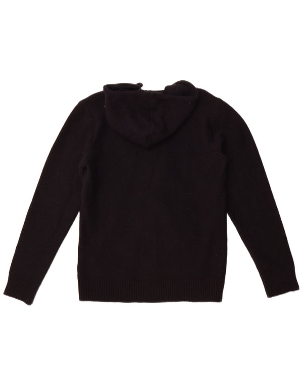Maglione cardigan con cappuccio da donna Libero Milano UK 14 lana nera media