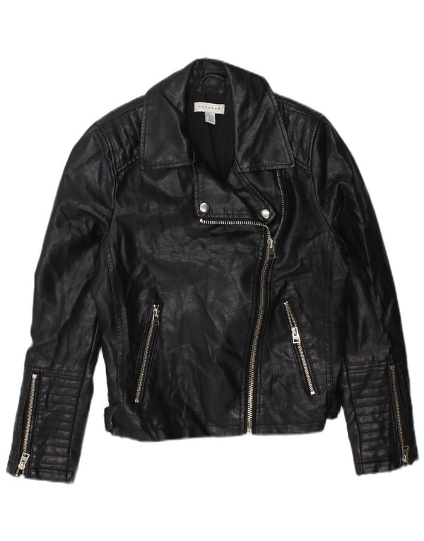 Giacca da motociclista da donna Topshop UK 8 Small Poliestere nero