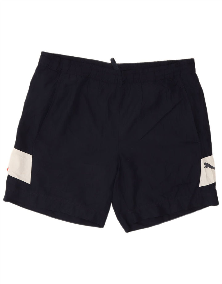 Pantaloncini sportivi da uomo Puma Medium in poliestere color block blu navy