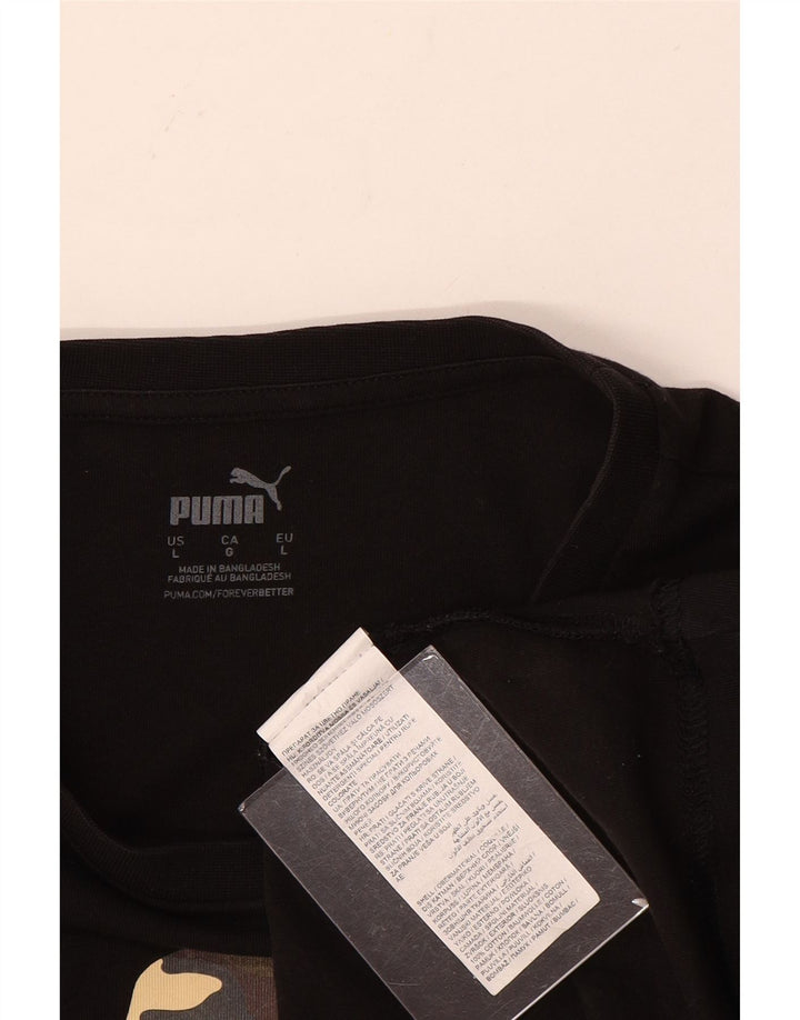 T-shirt grafica da uomo Puma Top grande in cotone nero