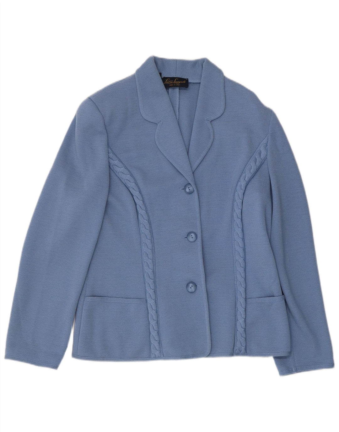 Luisa Spagnoli Giacca da donna in maglia a 3 bottoni in maglia UK 12 Blu medio
