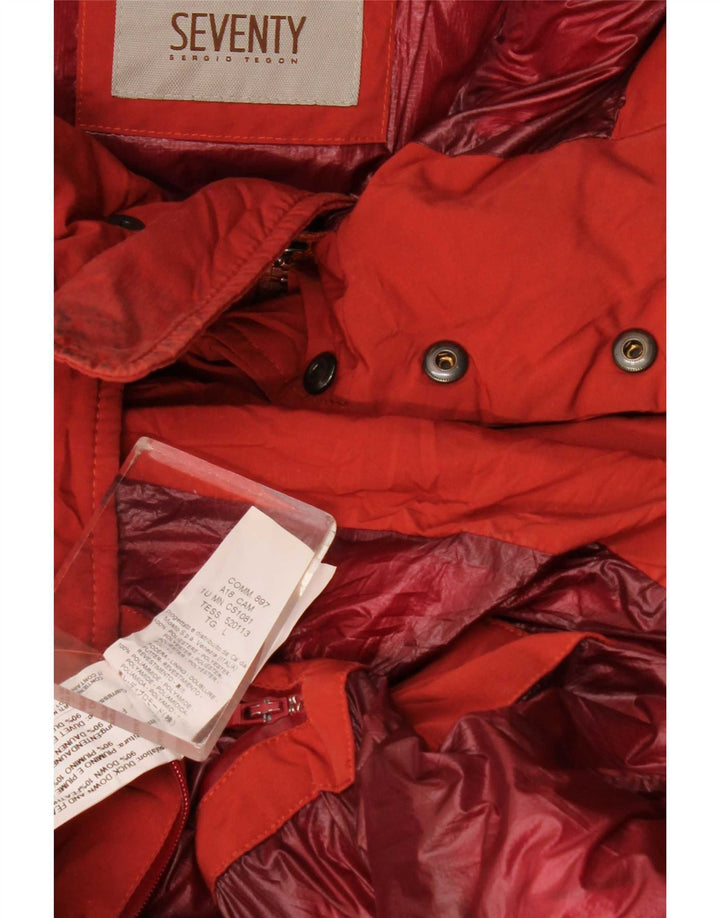 Seventy Cappotto imbottito con cappuccio da uomo UK 40 Large Rosso Poliestere