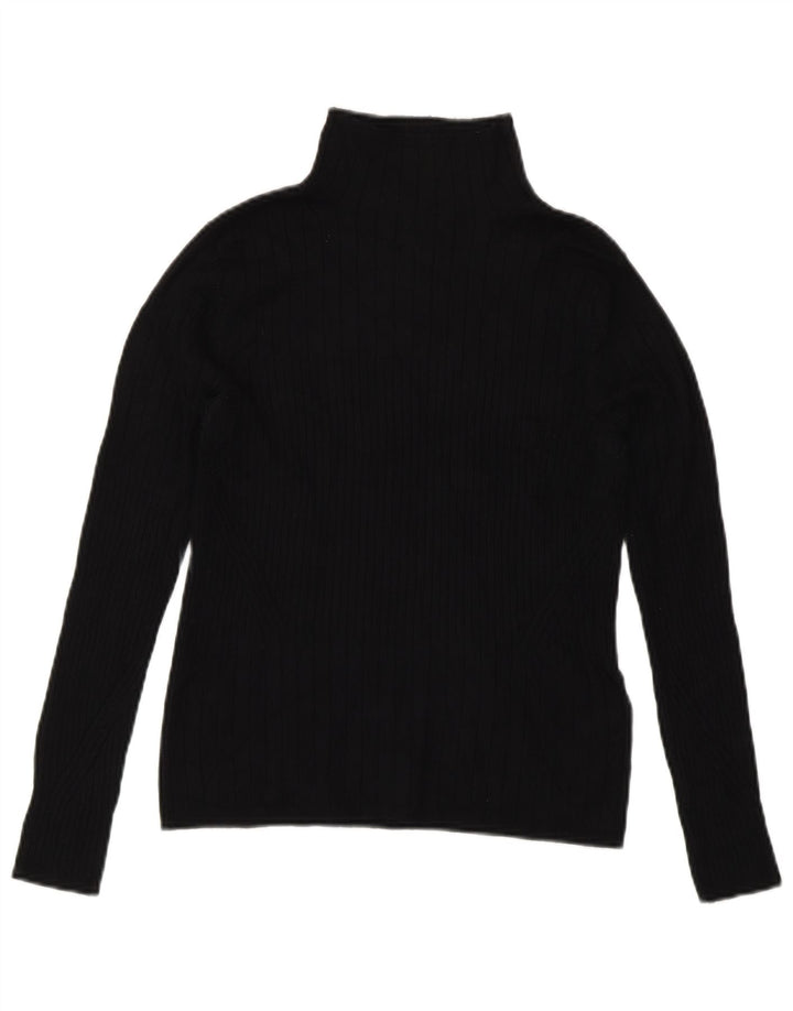 Maglione maglione a collo alto da donna Marks & Spencer UK 10 piccolo in viscosa nera