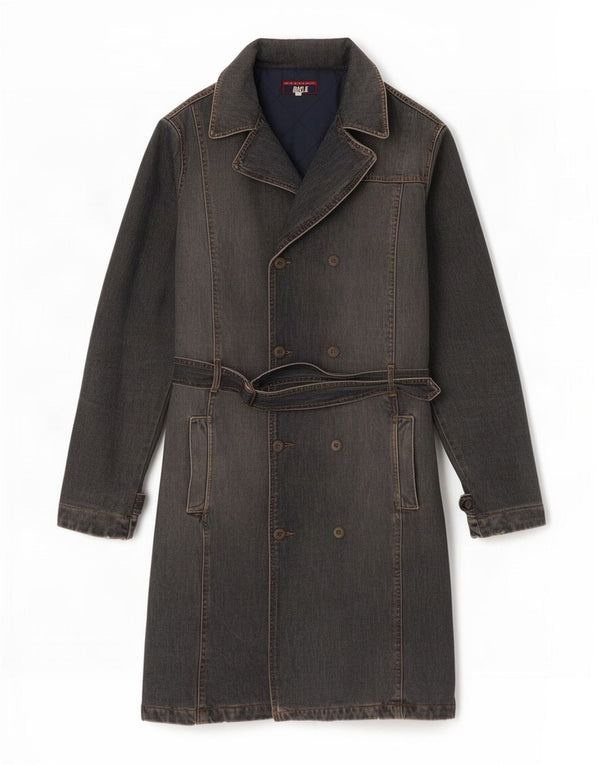Cappotto in denim doppio petto Heritage da donna Rifle UK 18 XL Grigio