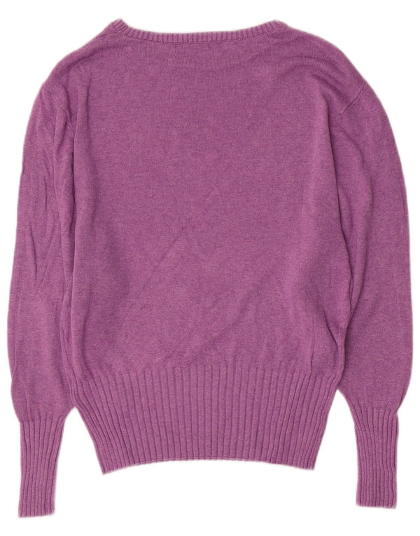MARKS & SPENCER Maglione da donna con scollo a barca UK 10 Piccolo viscosa viola