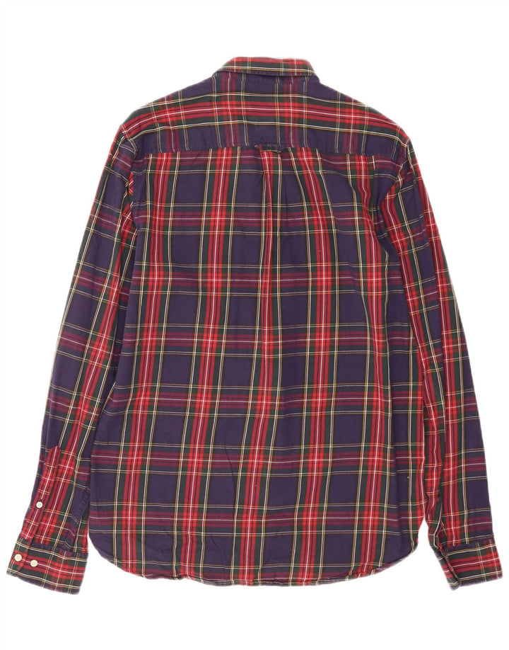 Camicia da uomo in flanella Superdry, cotone a quadri blu navy medio
