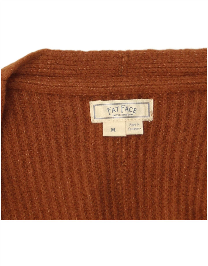 Maglione cardigan senza maniche lungo da donna Fat Face UK 14 Marrone medio