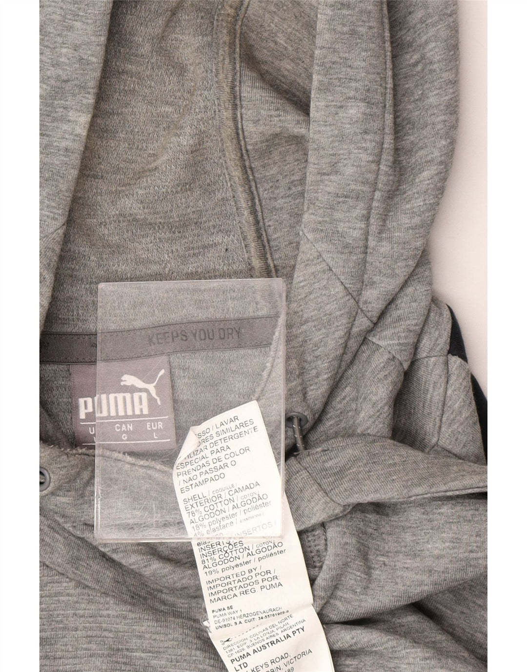 PUMA Mens Hoodie Jumper Large Grey Colourblock Cotton Vintage Puma and Second-Hand Puma from Messina Hembry 