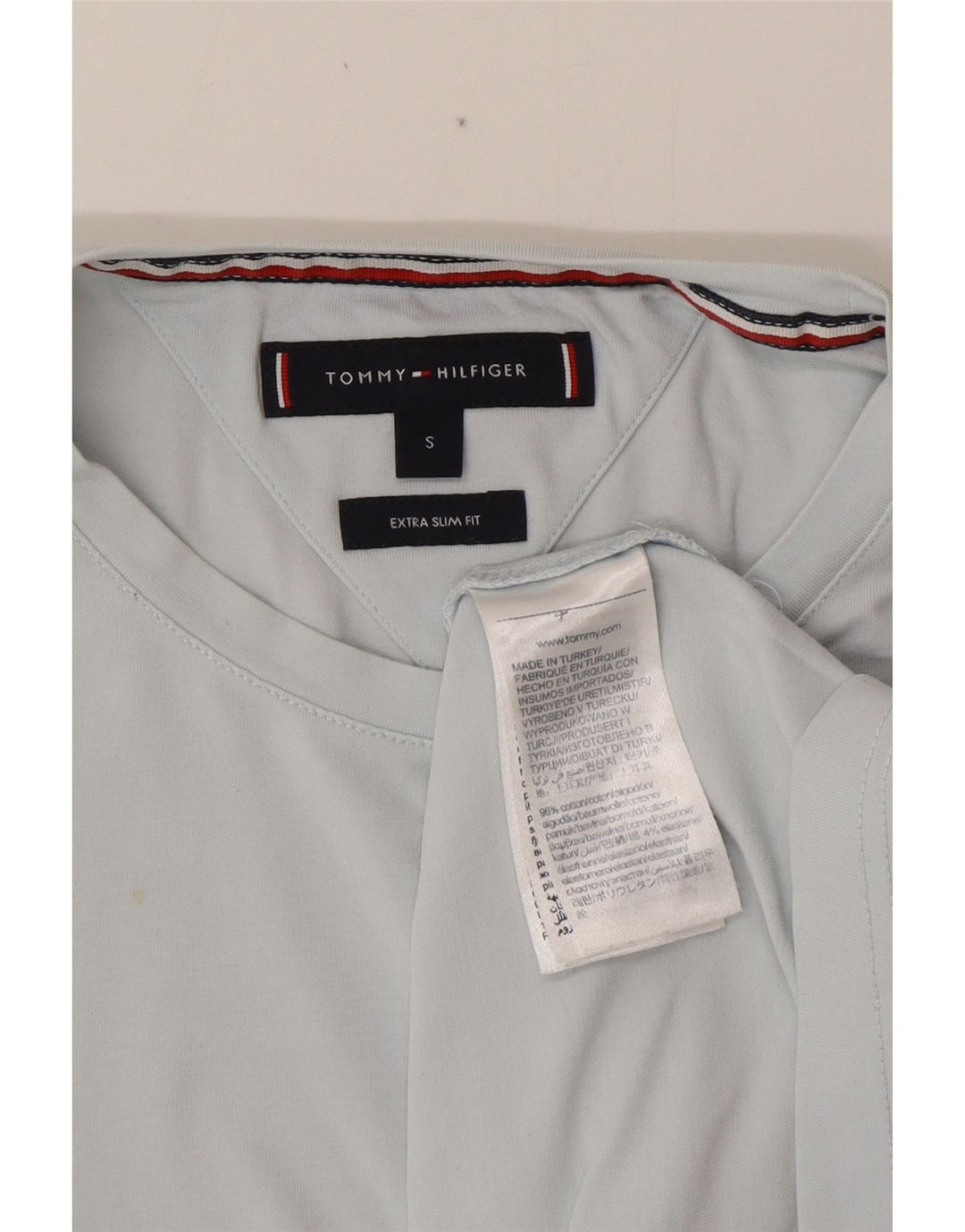 TOMMY HILFIGER T-shirt extra slim da uomo Top piccolo in cotone blu