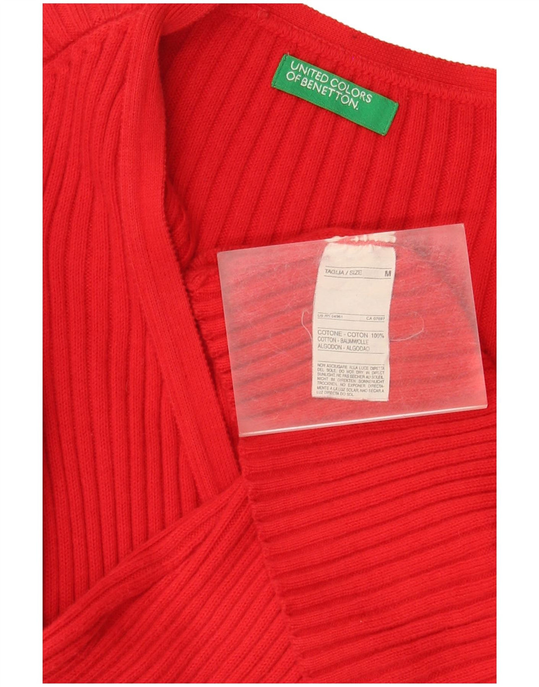 Maglione cardigan da donna Benetton UK 12 cotone rosso medio