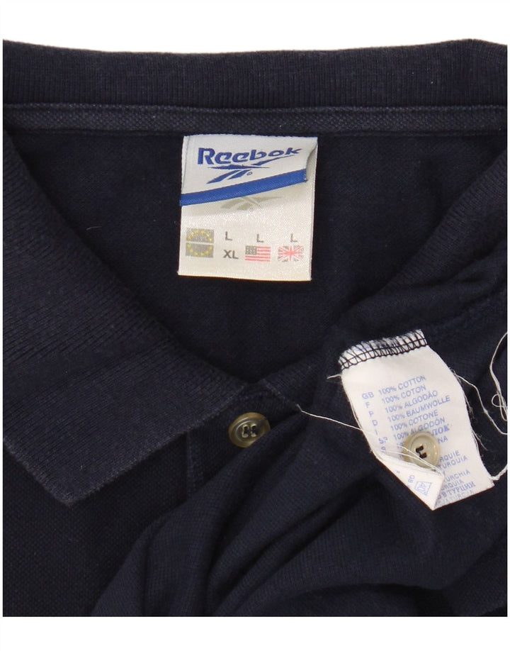 Polo Reebok da uomo grande in cotone blu navy