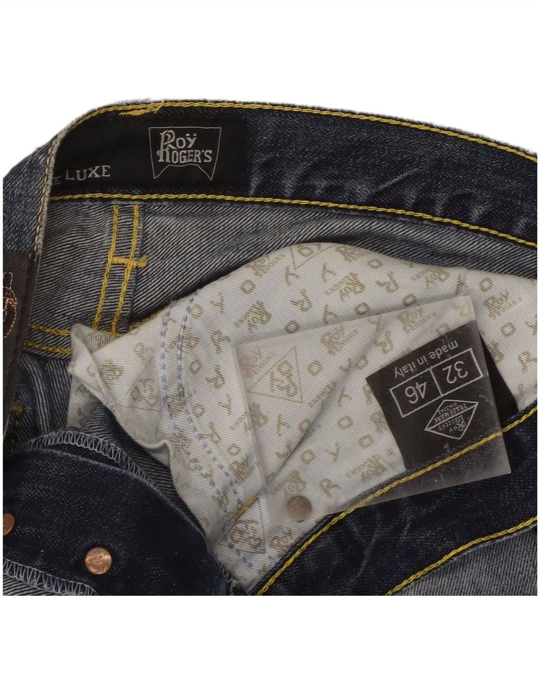 Jeans dritti invecchiati De Luxe da uomo Roy Rogers W32 L34 cotone blu