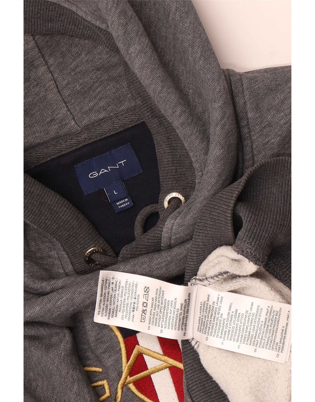 Gant Felpa con cappuccio grafica da uomo, grande, in cotone grigio