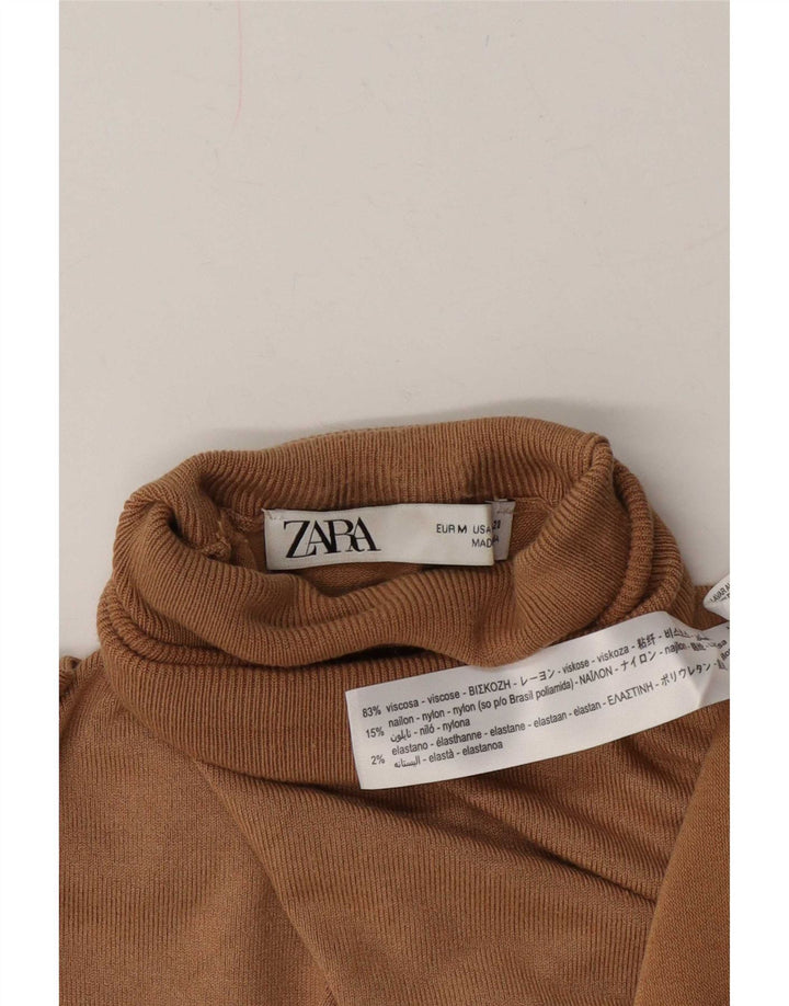 Maglione maglione a collo alto da donna Zara UK 12 Viscosa beige medio