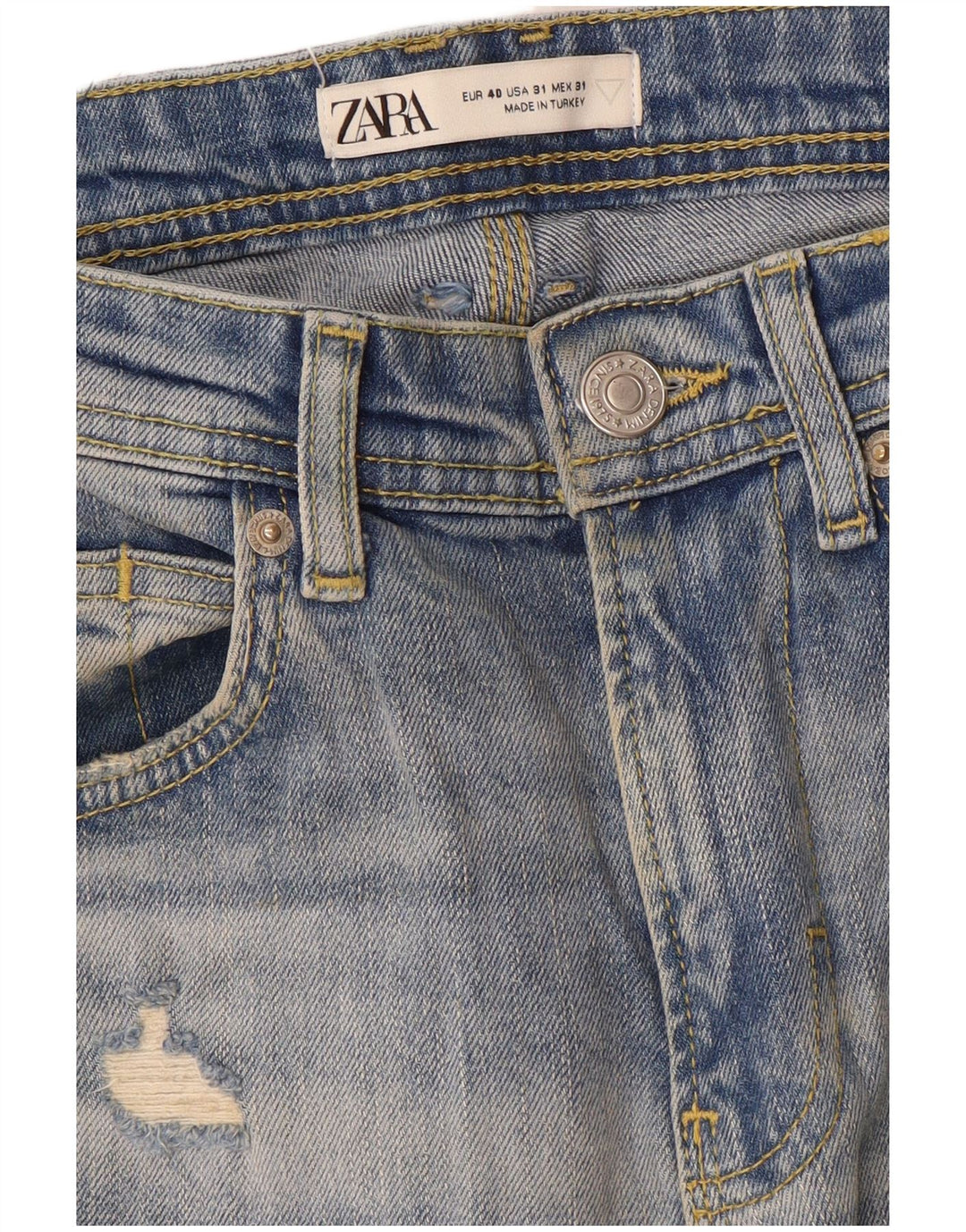 Jeans dritti invecchiati da uomo Zara EU 40 medio W31 L28 blu