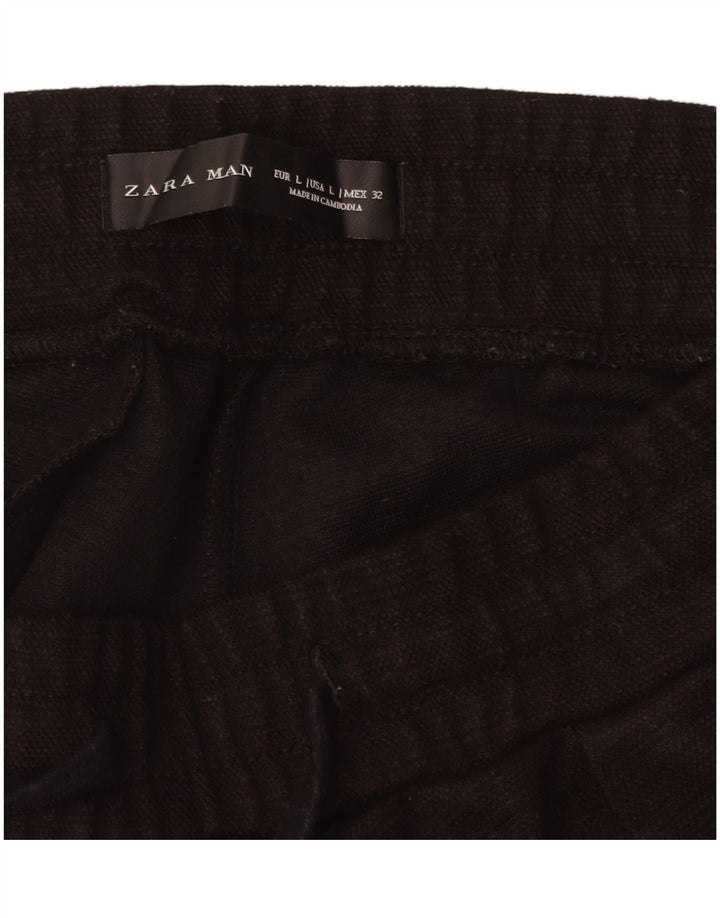 Pantaloni Capri dritti da uomo Zara grandi W32 L20 poliestere nero