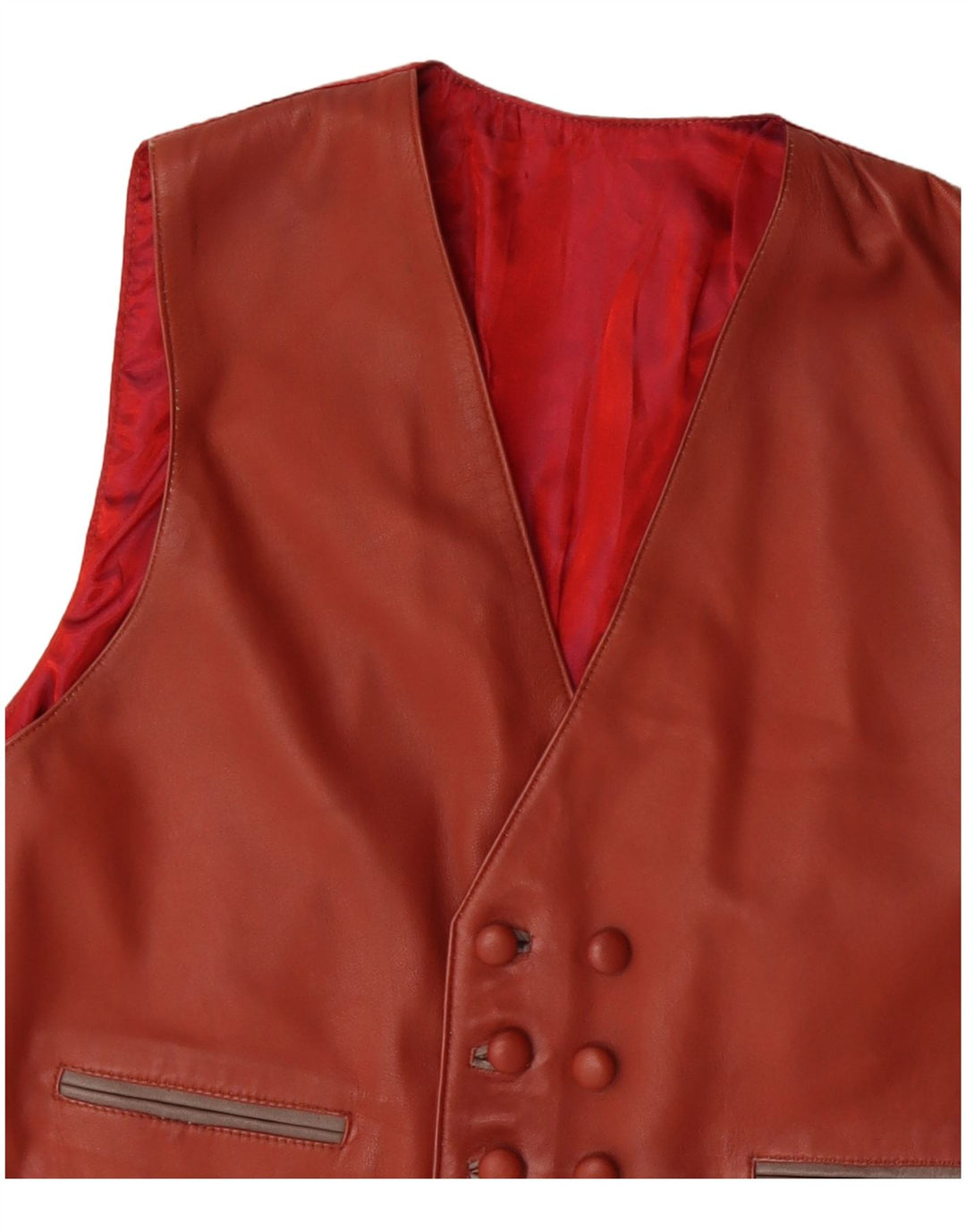Gilet in pelle da uomo vintage marrone medio