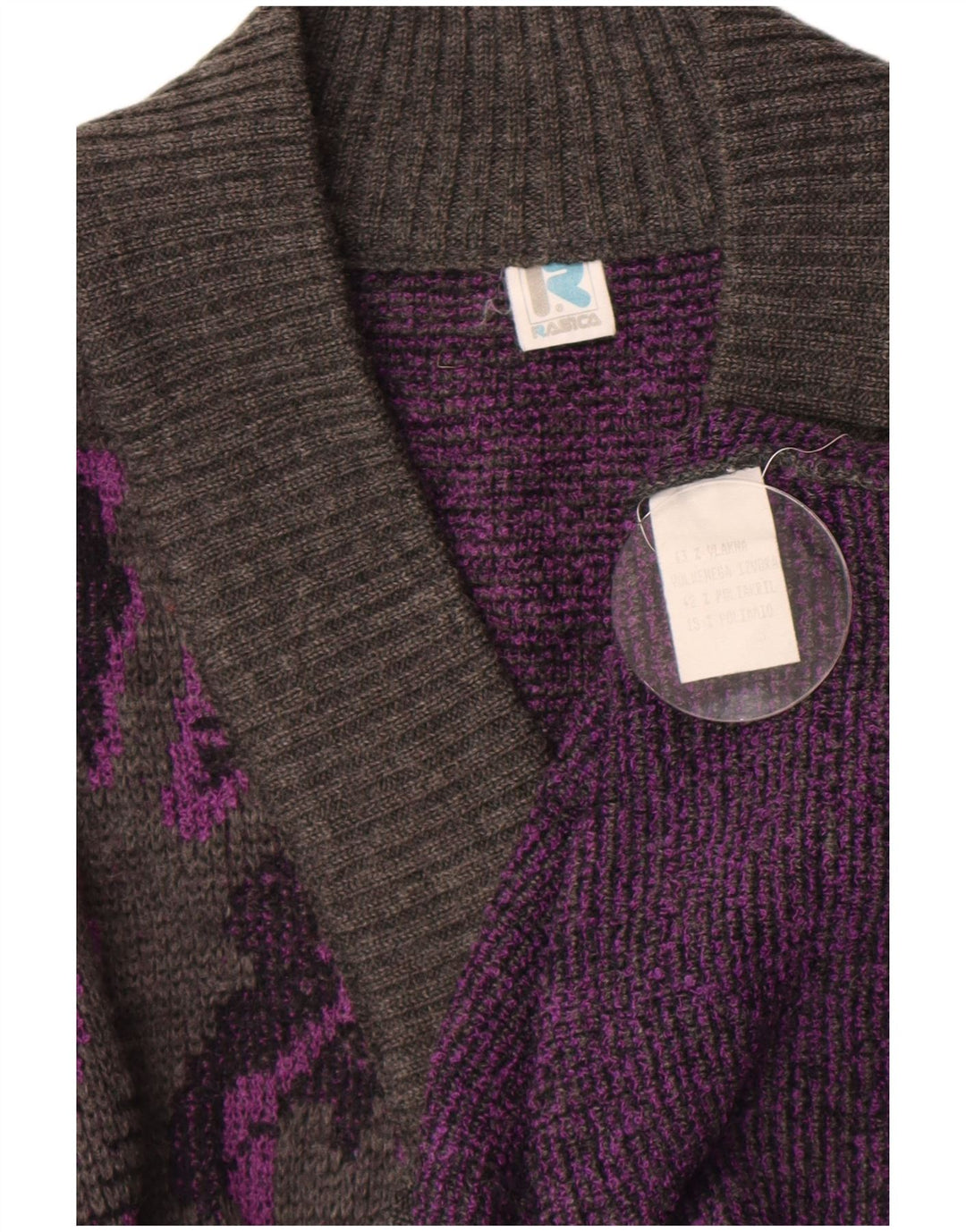 Maglione da donna con scollo a V e motivo astratto Rasica UK 16 Large Grigio