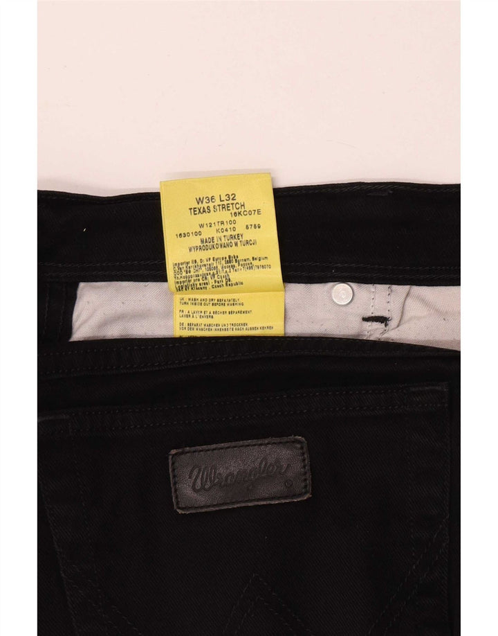 Jeans dritti elasticizzati Texas da uomo Wrangler W36 L32 cotone nero