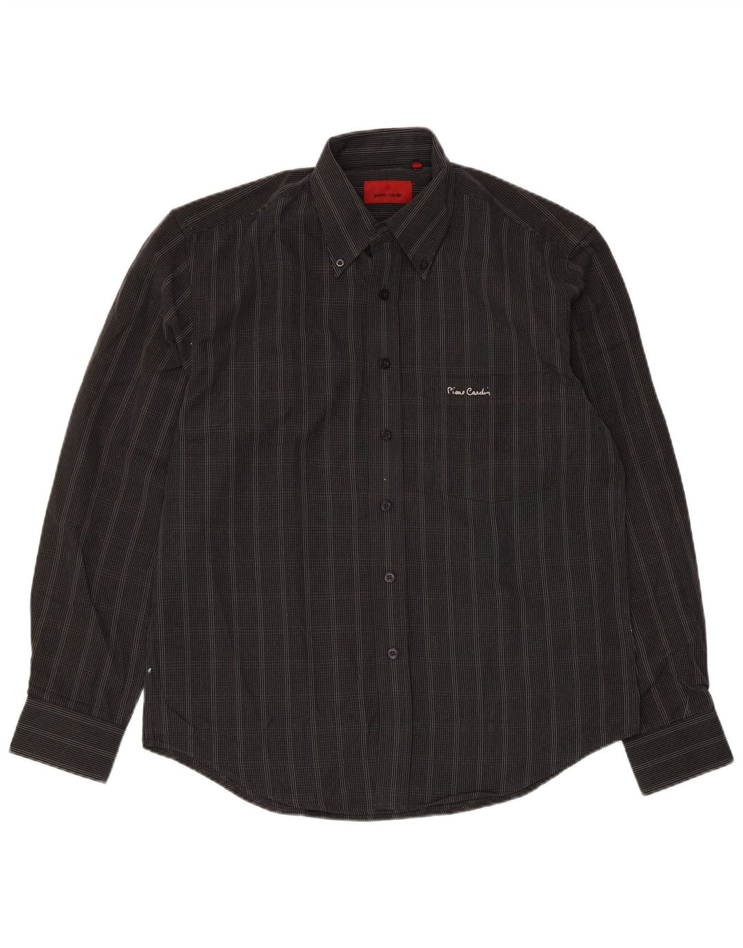 Camicia da uomo Pierre Cardin a quadri neri medi in poliestere