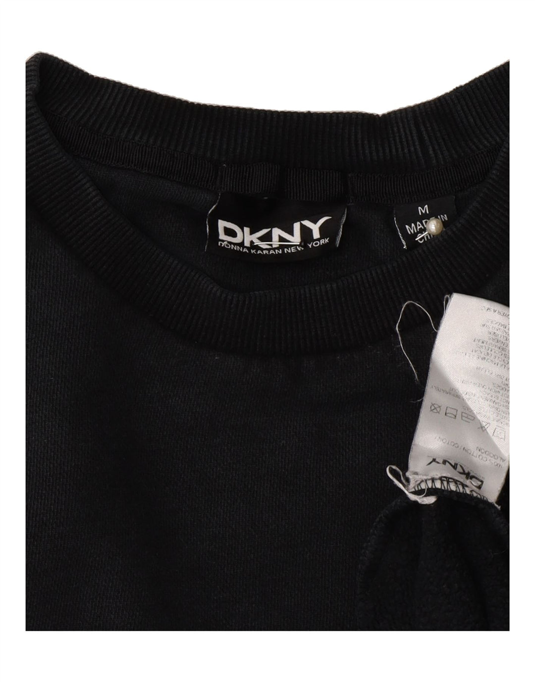 DKNY Mens Sweatshirt Jumper Medium Black Cotton Vintage Dkny and Second-Hand Dkny from Messina Hembry 
