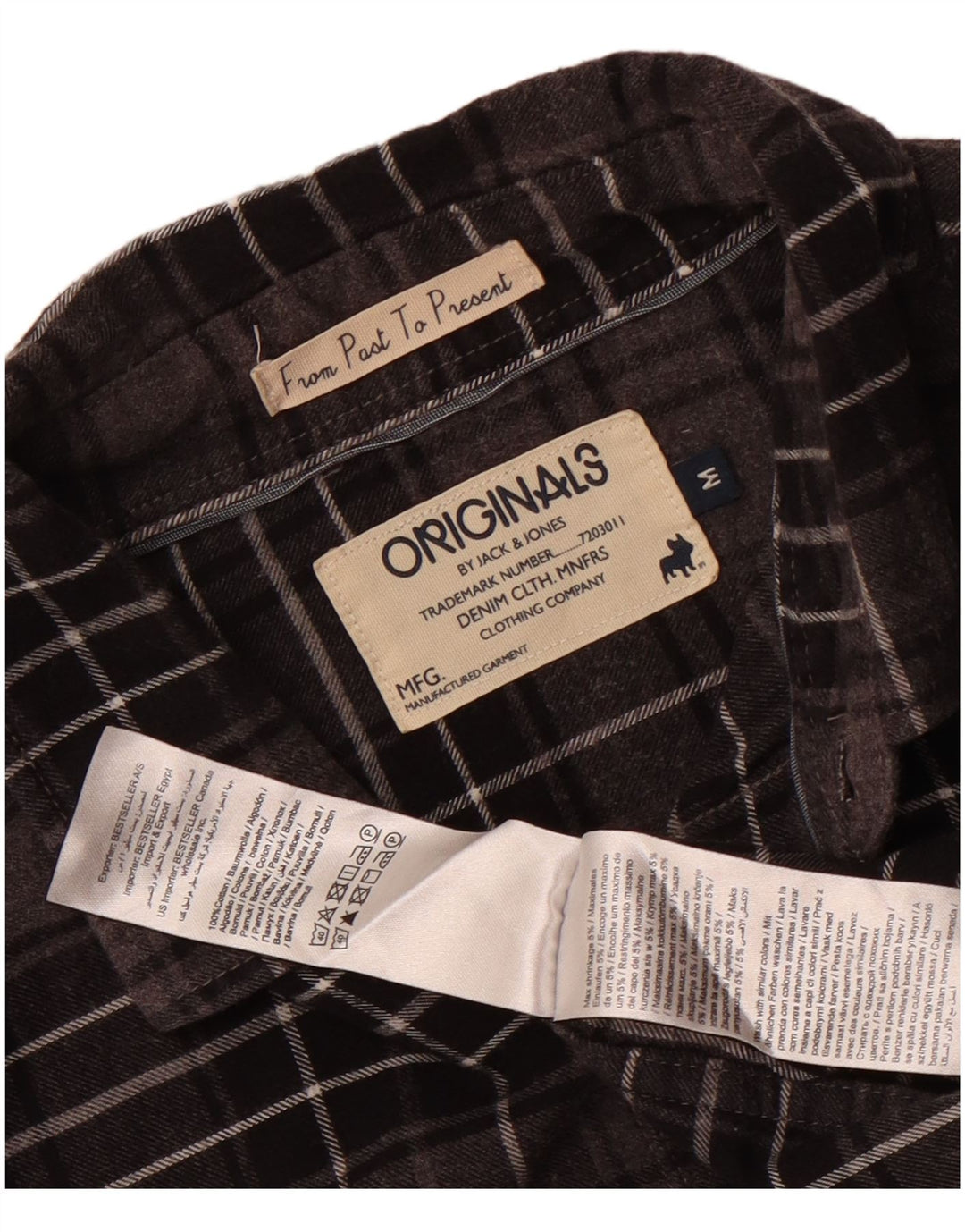 Camicia da uomo in flanella Jack & Jones in cotone scozzese grigio medio