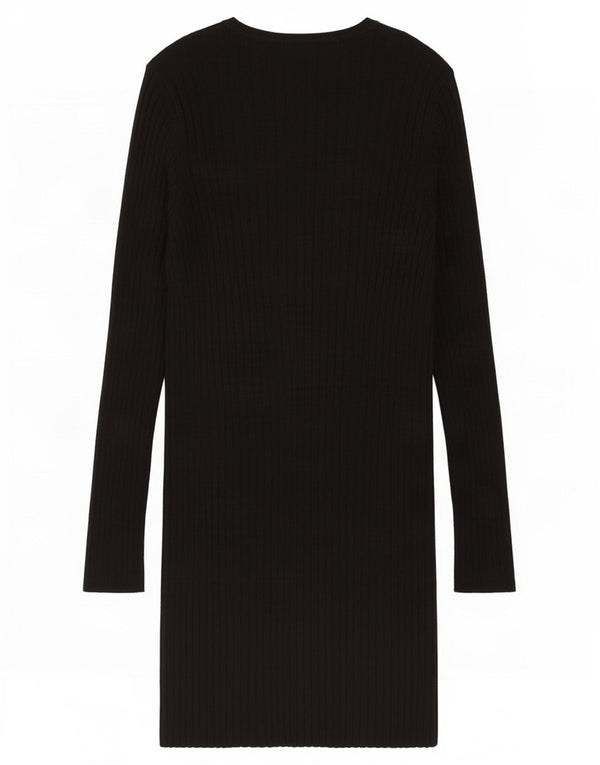 Abito maglione a maniche lunghe da donna Marks & Spencer UK 12 viscosa nera media
