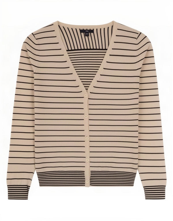 Maglione cardigan da donna Gap UK 12 Cotone a righe bianche medie