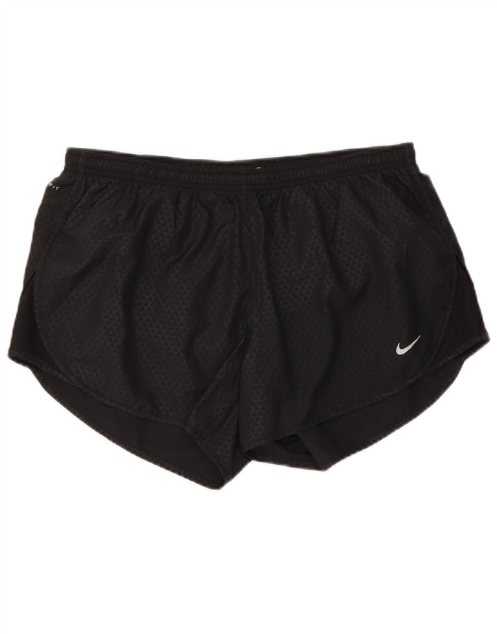 Pantaloncini sportivi Nike Dri Fit da donna UK 16 Large Nero Poliestere geometrico