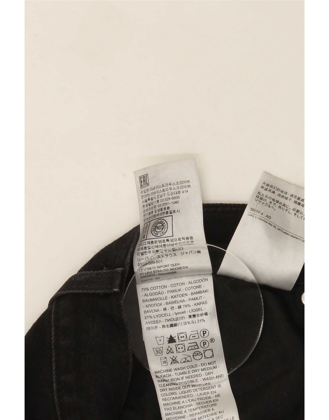 Jeans dritti a vita alta da donna Levi's W29 L31 cotone nero