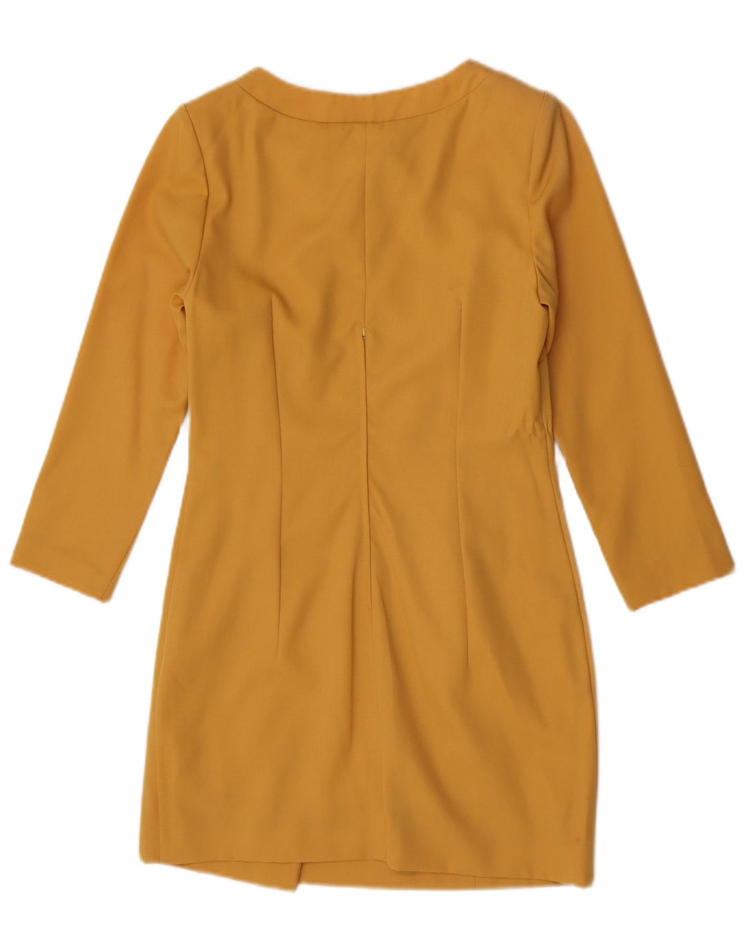 Abito tubino vintage da donna con maniche a 3/4 UK 12 giallo medio