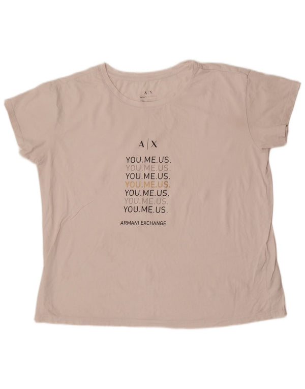 T-shirt grafica da donna Armani Top UK 18 XL cotone bianco