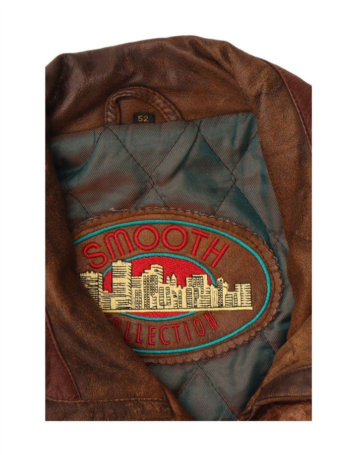 Giacca in pelle vintage da uomo IT 52 XL in pelle marrone