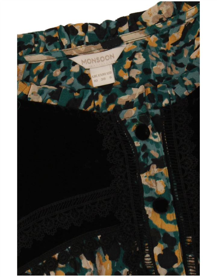 Monsoon Abito da tè maxi da donna UK 10 Piccolo bohémien maculato multicolore