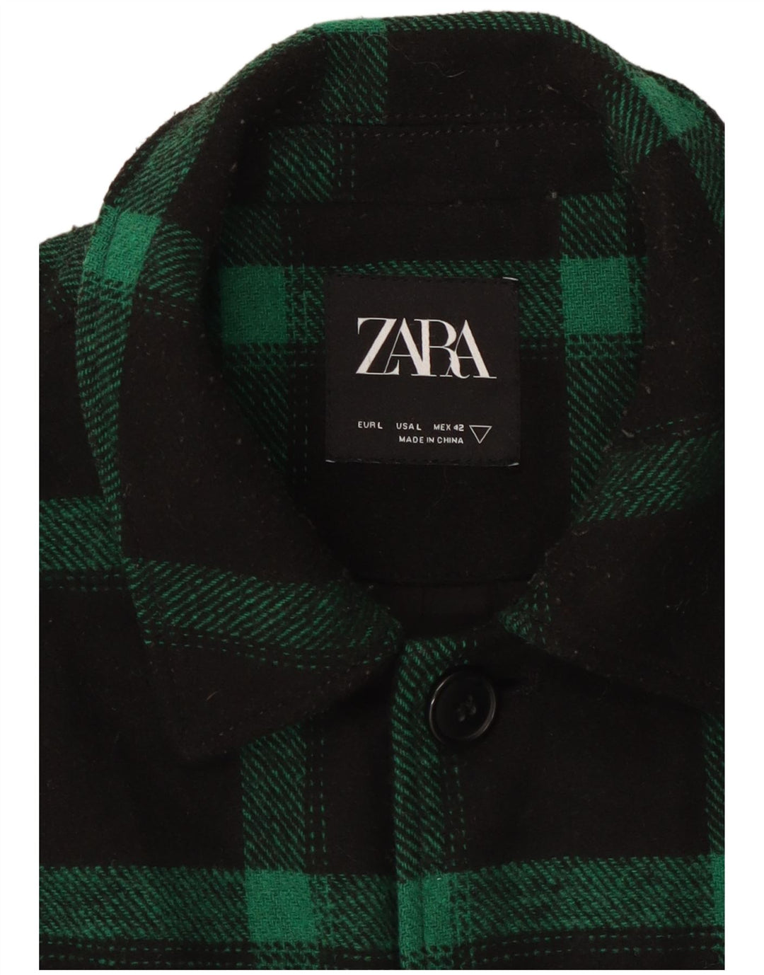 Giacca utility Zara da uomo con toppe UK 40 poliestere a quadri verdi grandi