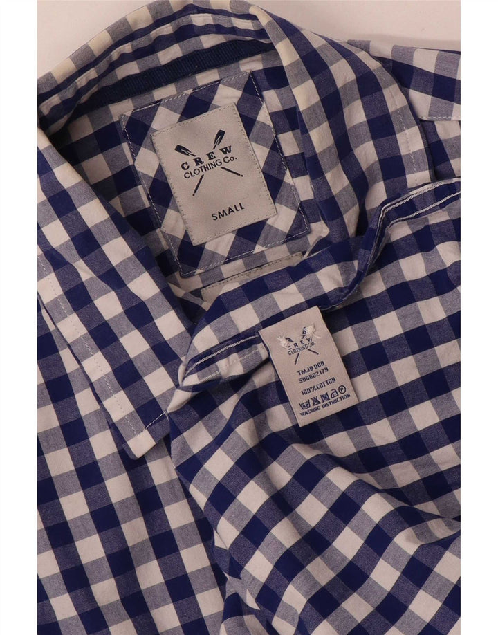 Crew Clothing Camicia da uomo piccola in cotone a quadretti blu