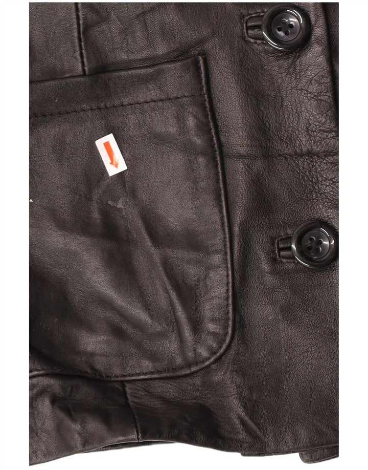 Giacca in pelle vintage da donna IT 44 media nera classica