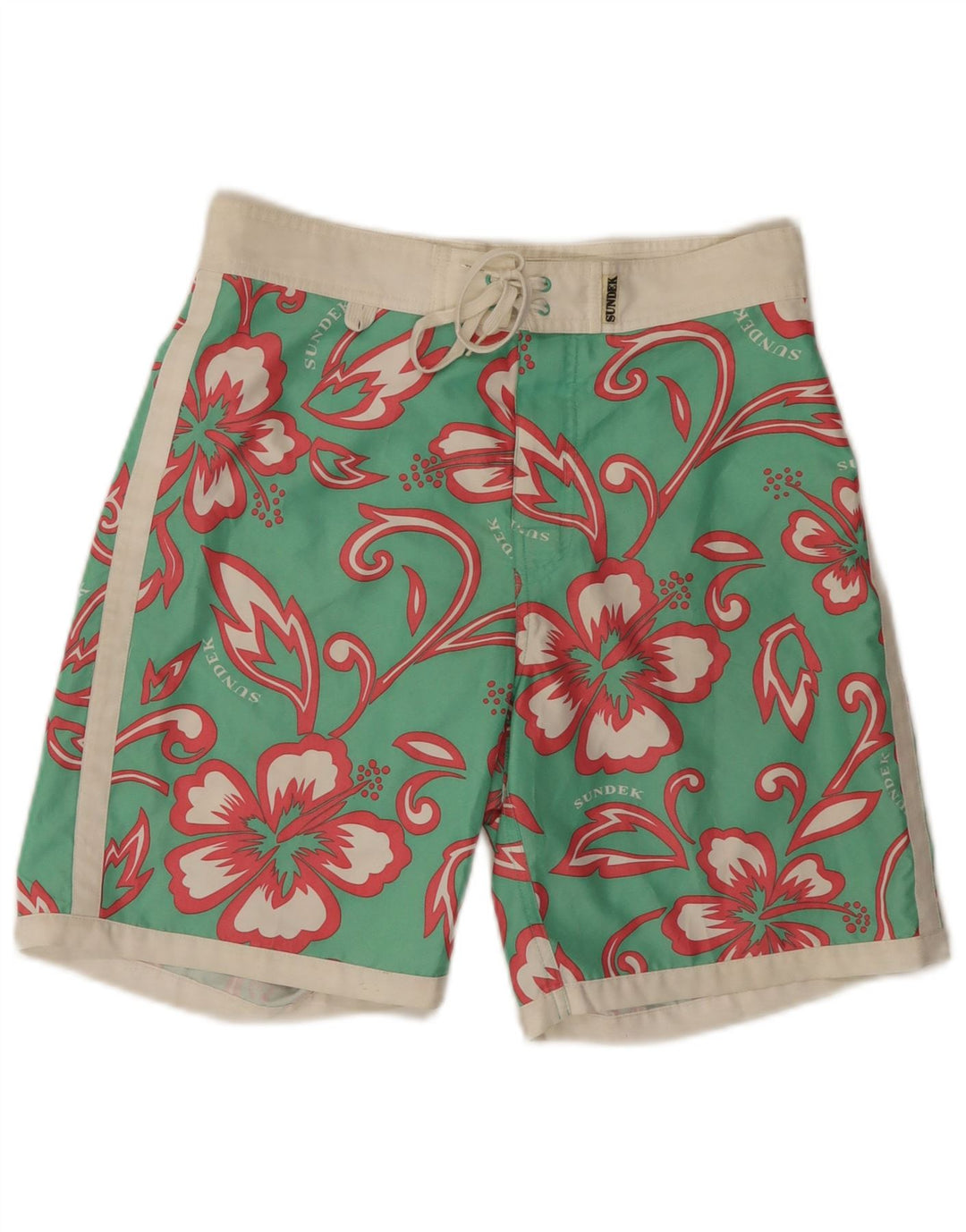 Pantaloncini da bagno da uomo Sundek piccoli in poliestere floreale verde