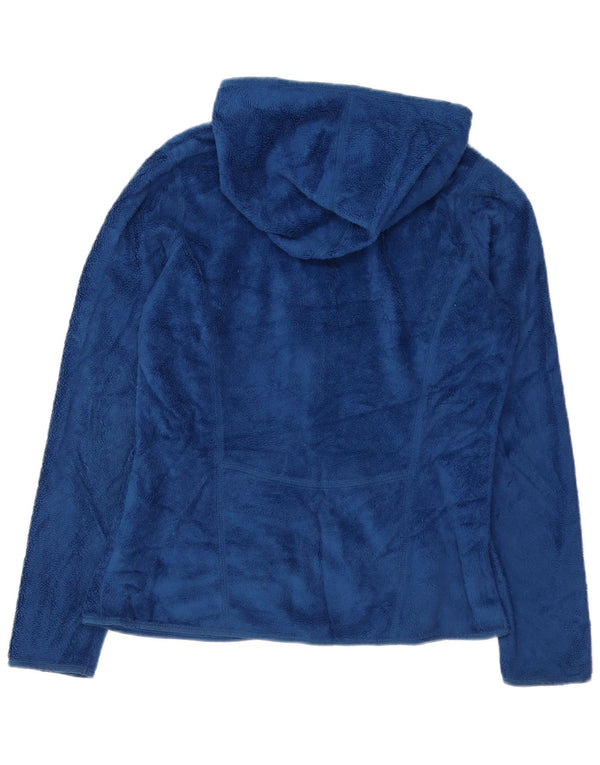 Giacca in pile con cappuccio da donna Eddie Bauer UK 14 Poliestere blu medio