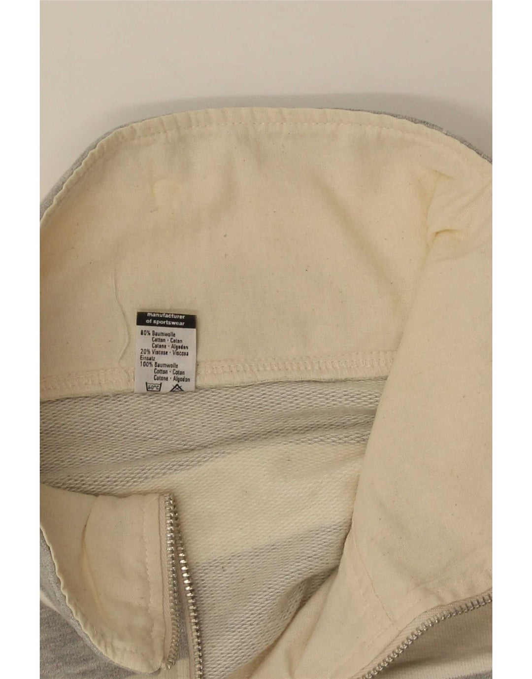 Trigema Felpa da uomo con zip e collo maglione XL in cotone a righe grigie
