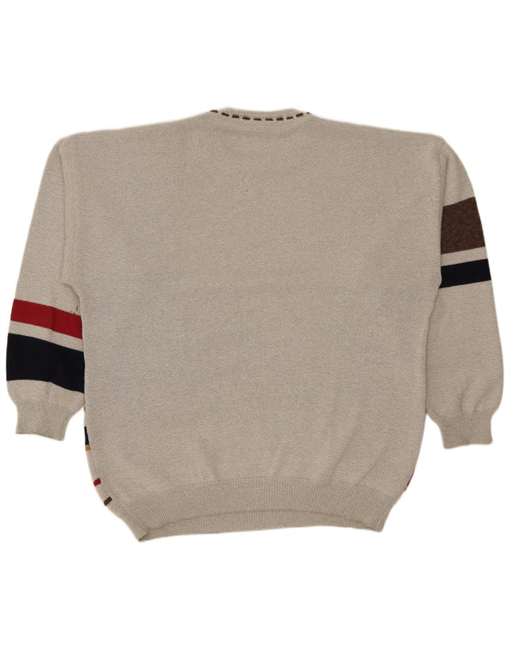 Maglione maglione girocollo da uomo Conte Massimo 2XL cotone geometrico grigio