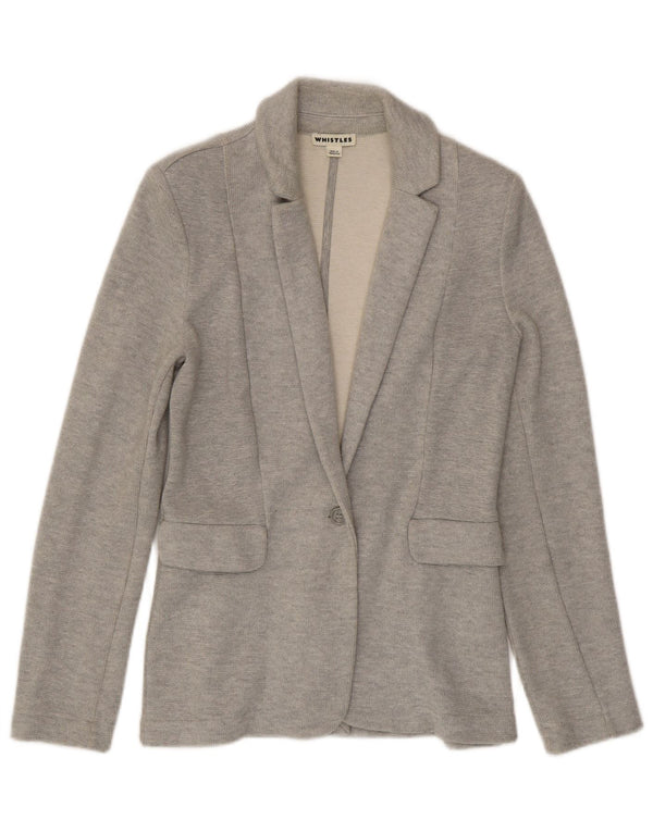 WHISTLES Womens 1 Button Blazer Jacket UK 8 Small  Grey Cotton