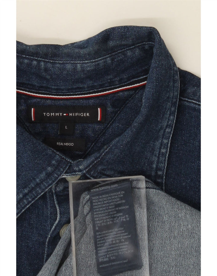 TOMMY HILFIGER Camicia da uomo in denim indaco grande cotone blu