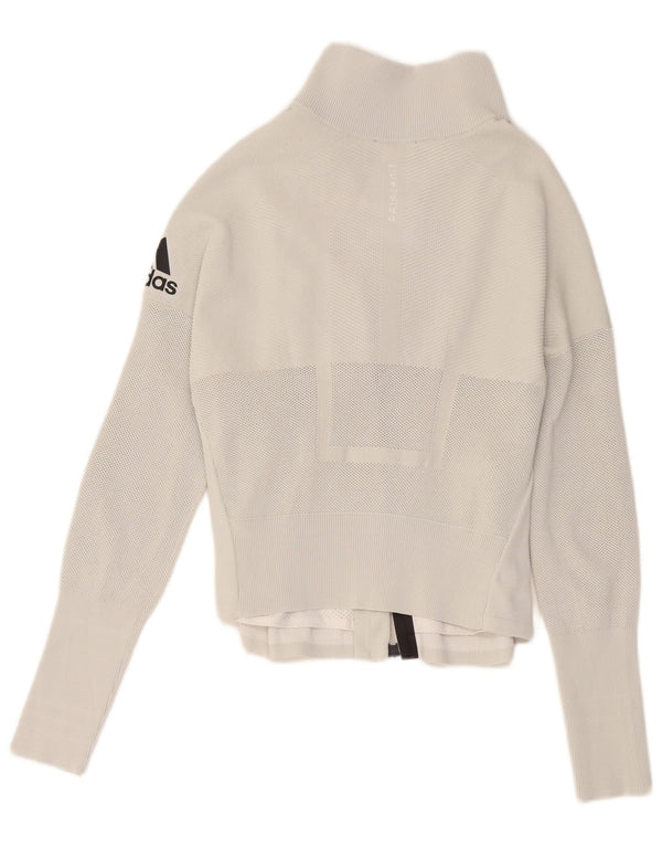 Giacca da ginnastica grafica da donna Adidas UK 8/10 piccola poliestere bianco