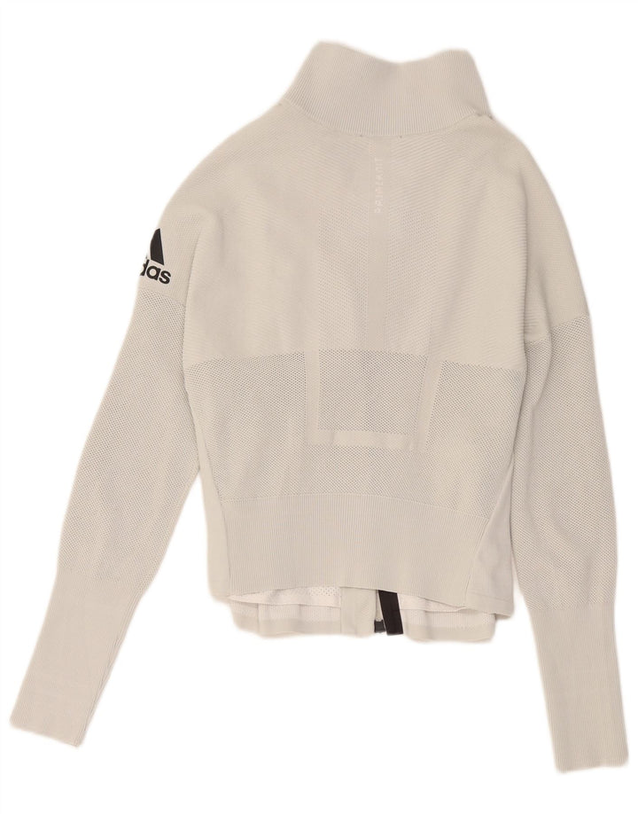 Giacca da ginnastica grafica da donna Adidas UK 8/10 piccola poliestere bianco
