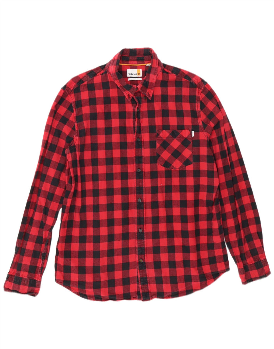 Camicia in flanella da uomo Timberland Regular Fit XL in cotone a quadretti rosso