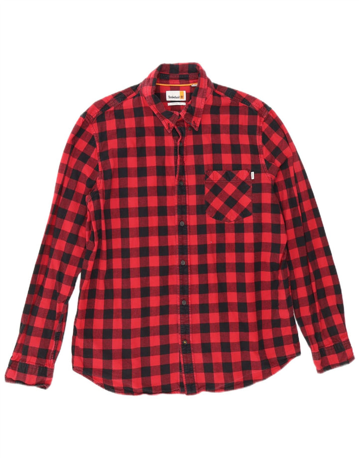 Camicia in flanella da uomo Timberland Regular Fit XL in cotone a quadretti rosso
