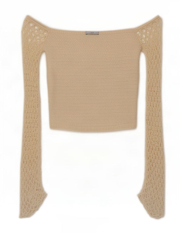 Top corto da donna con spalle scoperte Zara UK 4 XS viscosa bianca
