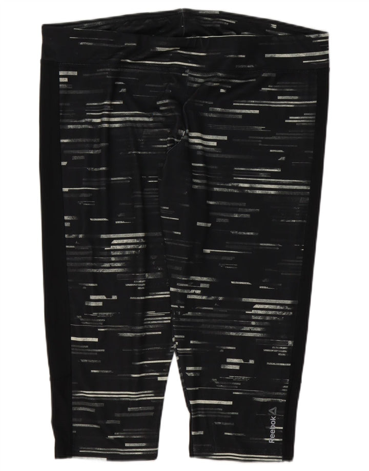 Leggings Reebok Donna Capri UK 24/26 2XL Poliestere a righe nere