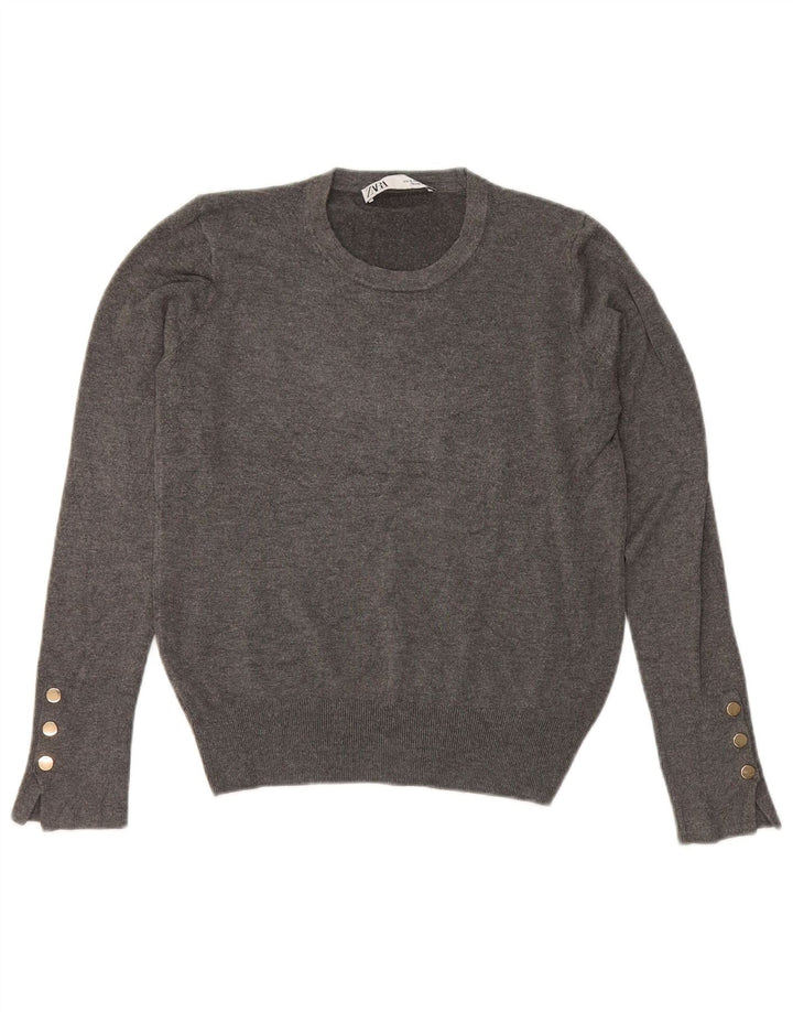 Maglione maglione girocollo da donna Zara UK 12 Grigio medio
